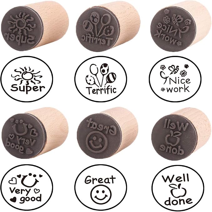 DECORA 6pcs Round Wood Rubber Stamp by DECORA