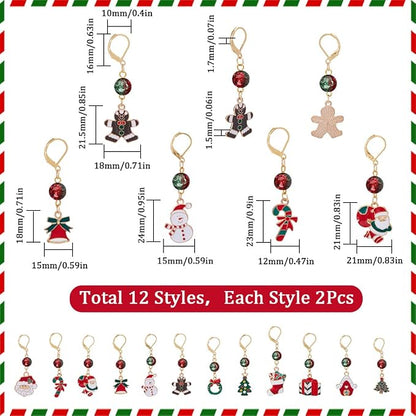 SUNNYCLUE 1 Box 24Pcs 12 Style Christmas Crochet Stitch Markers Stitch Marker - Image 2