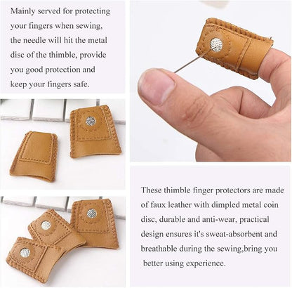 8 Pcs Thimble + 30 Pcs Sewing Needles, Finger Protector Fingertip Adjustable - Image 2