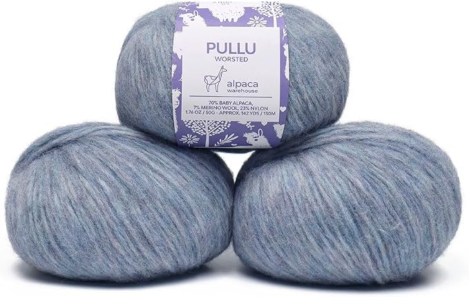 Pullu - Baby Alpaca Merino Wool Yarn Set of 3 Skeins Worsted Weight - Sourced by ALPACAWAREHOUSE