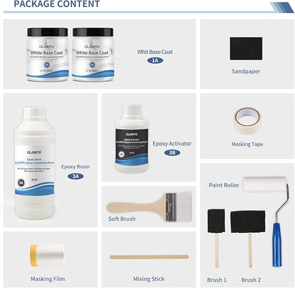 GLAINTE Bright White Marble Countertop Paint Kit Epoxy Countertop Refinishing - Image 2