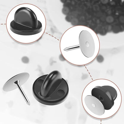 JANYUN 40 Pairs Rubber Blank Pin Backs Butterfly Clutch Backings Holder Tie - Image 3