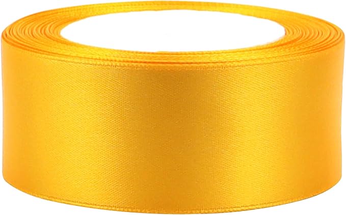 Yellow Solid Satin Ribbon 1-1/2 Inch 25 Yards Solid Polyester Fabric Ribbon - Image 3