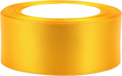 Yellow Solid Satin Ribbon 1-1/2 Inch 25 Yards Solid Polyester Fabric Ribbon - Image 3