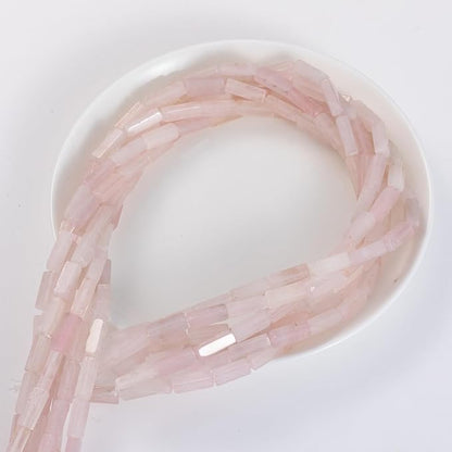 Natural Rose Quartz Crystal Rectangle Tube Beads 4x13mm 38cm/str Loose Semi - Image 7
