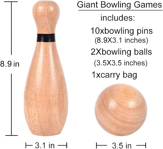 NI-ROU Outdoor Giant Lawn Bowling Games Rubber Wooden Lawn Set Fun Sports Games - Image 2