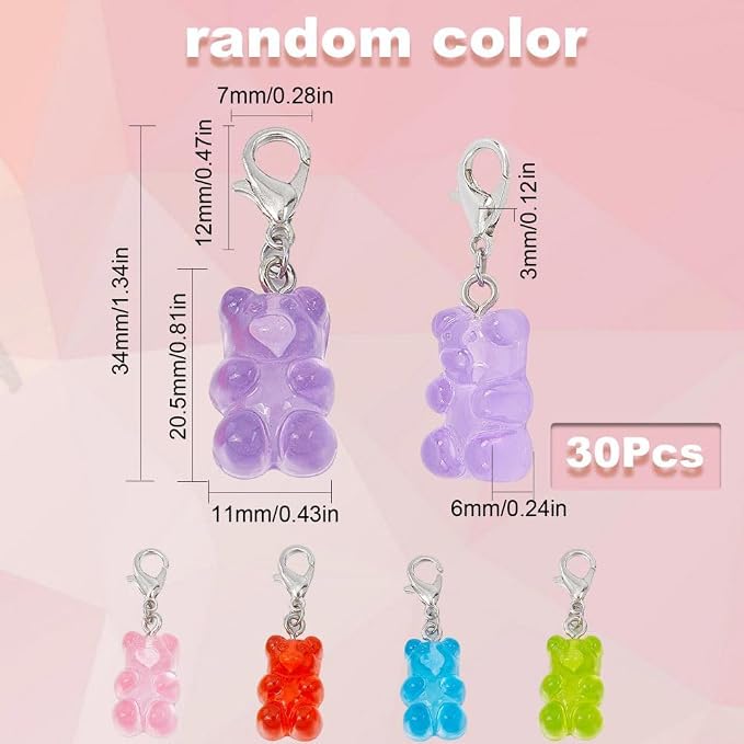 SUNNYCLUE 1 Box 30Pcs Stitch Markers Knitting Bear Stitch Marker Charms - Image 2