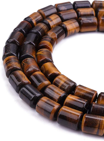 Natural Yellow Tiger Eye Cylinder Stone Loose Semi Gemstone Beads - Image 5