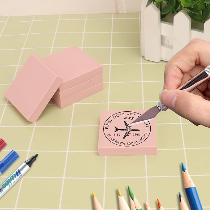 60 Pcs 2"x2" Rubber Carving Blocks, Linoleum Blocks, Stamp Carving Blocks - Image 4
