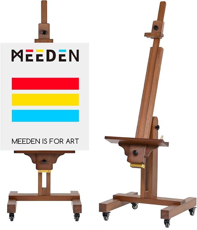 MEEDEN Extra Large Painting Easel: Solid Beech Wood Artist Studio Easel by MEEDEN