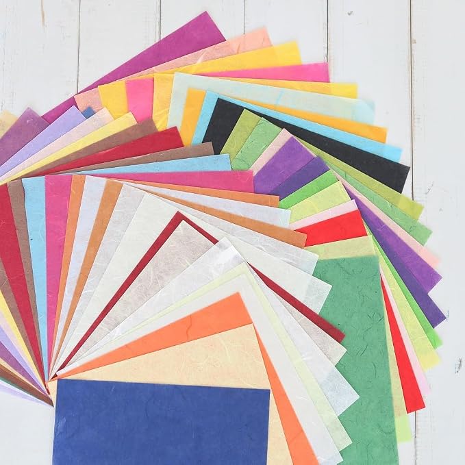 50 Colors 50 Sheets 6 x 6 Inches Natural Fiber Mulberry Tree Square Origami - Image 7