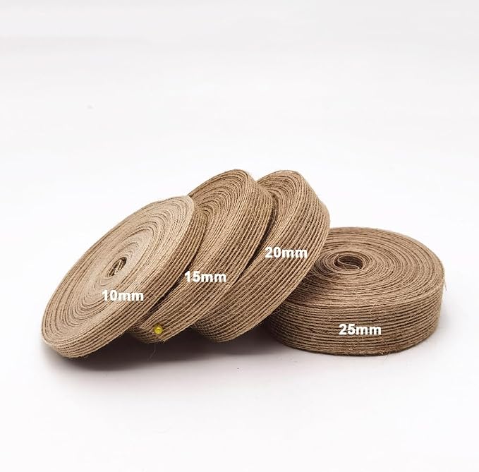 INSPIRELLE 3 Rolls 0.4 Inch Natural Burlap Fabric Roll 99 Feet Jute Lined Ribbon - Image 5
