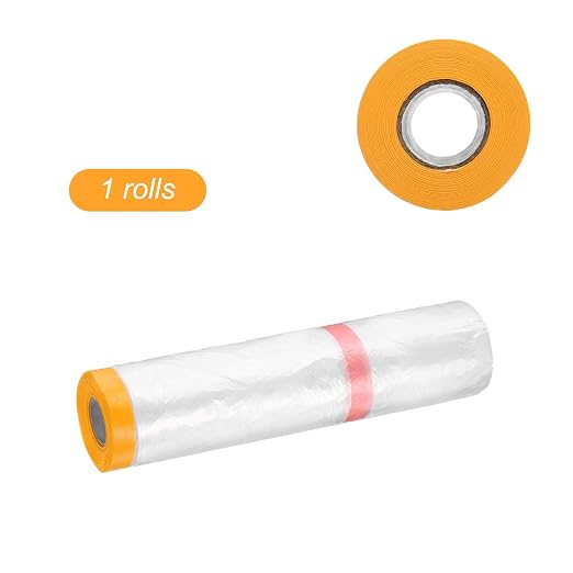 HARFINGTON Pre-Taped Masking Film 157.5" x65.6ft Double Adhesive Tape and Drape - Image 3