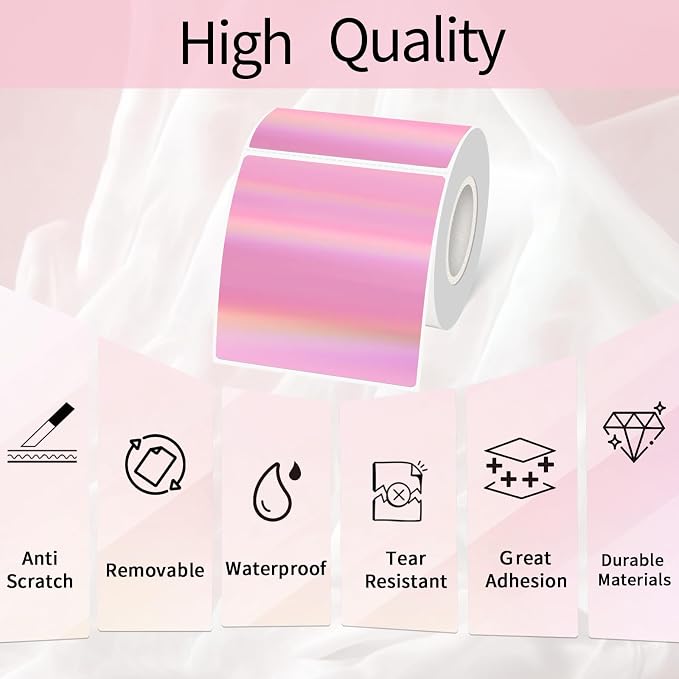 Holographic Square Thermal Labels Stickers 3" x 3", Direct Square Thermal - Image 4
