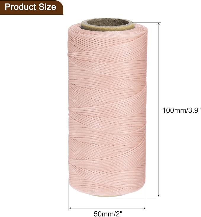 Uxcell 150D 0.8mm Flat Waxed Thread, 284 Yards, Lotus Pink, Leather Sewing - Image 2