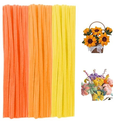 300 Pieces Pipe Cleaners Chenille Stem, 3 Gradient Orange Yellow Pipe Cleaners by RSACCSKY