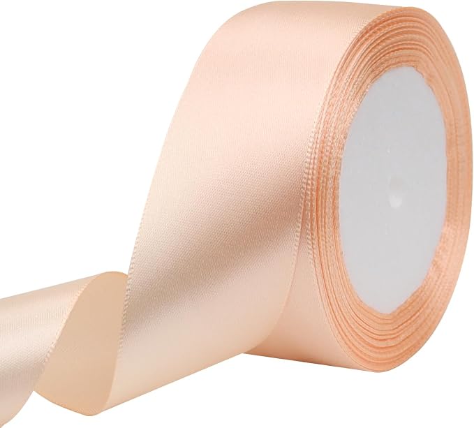 Naked Pink Solid Satin Ribbon 1-1/2 Inch 25 Yards Solid Polyester Fabric Ribbon by Riunbb