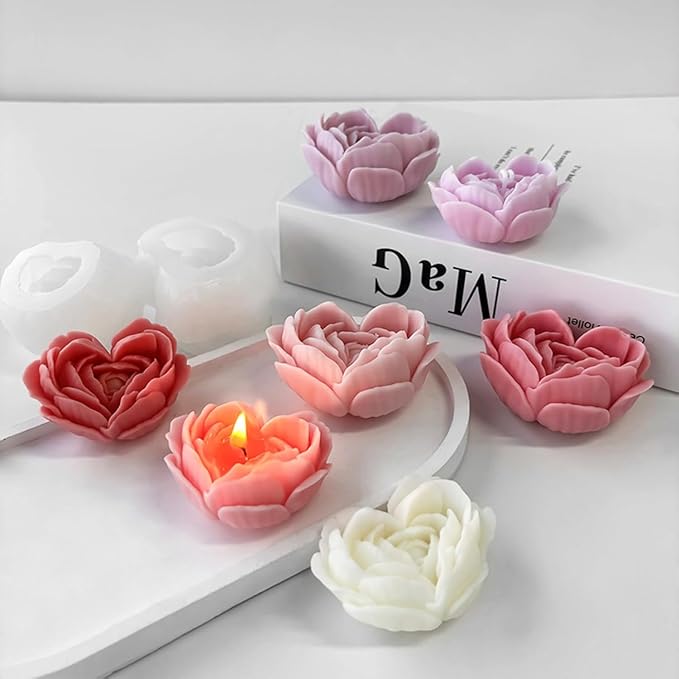 2Pack Heart Candle Mold, Heart Rose Silicone Molds - Image 4