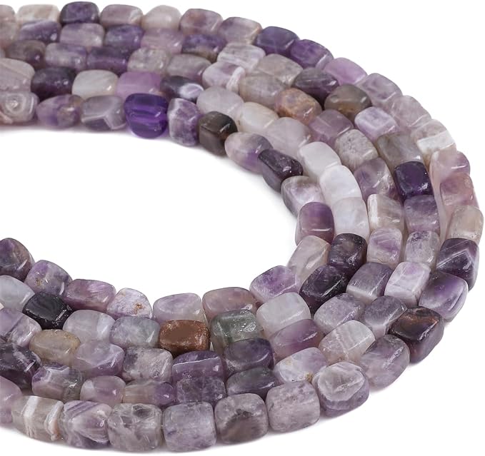 Natural Amethyst Cuboid Stone Loose Semi Gemstone Beads - Image 6