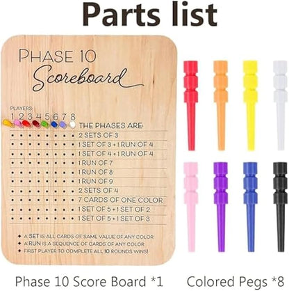Phase 10 Score Board, 2025 New Wooden Phase 10 Scoreboard and Round Tracker - Image 6