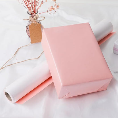 NESCCI Off White & Pink Matte Wrapping Paper, Double Sided Solid Color - Image 3