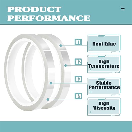 2 Rolls 10mm x33m Clear Heat Tape, Transparent High Temperature Heat Resistant - Image 3