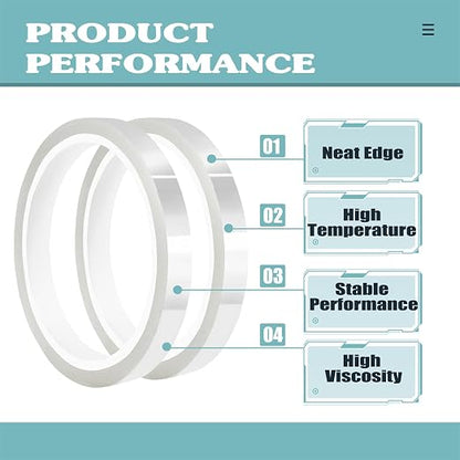 2 Rolls 10mm x33m Clear Heat Tape, Transparent High Temperature Heat Resistant - Image 3