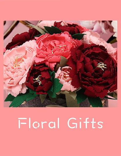 BAZIMA DIY Felt Flower Art Craft Kit, DIY Felt Peony Pot Bonsai Kit, 18 Peonies - Image 7