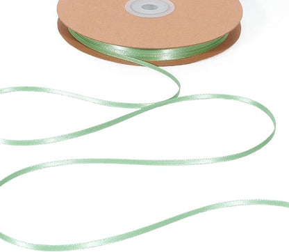 LaRibbons Sage Green Satin Ribbon 1/8 Inch 100 Yards Thin Luxury Double Faced by LaRibbons