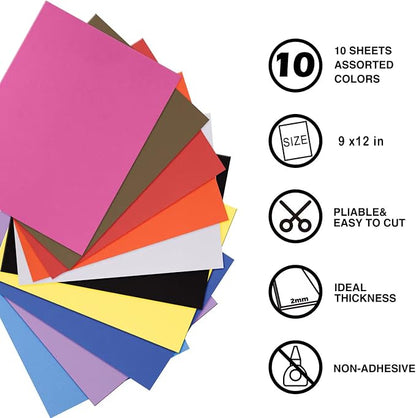MEARCOOH Foam Sheets Crafts 9x12 Inch 10 Colors 2mm Eva Color Craft Foam Paper - Image 2
