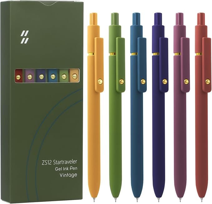 6 Pcs Gel Pens 0.5mm Quick Dry Black Ink Pens Fine Point Smooth Writing Pens by UIXJODO