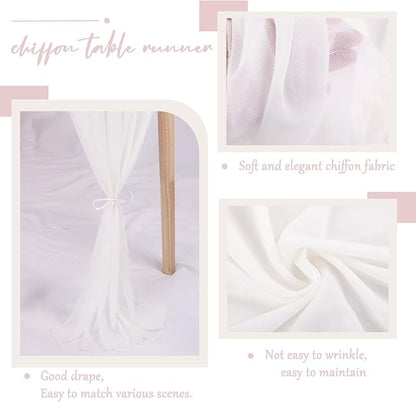 5 Packs 10ft White Chiffon Table Runner 30 x 120 Inches Romantic Sheer Table - Image 4