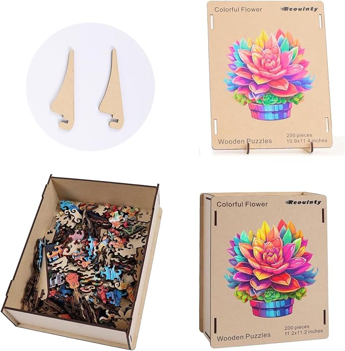 Wooden Puzzles Colorful Flower 500pcs King Size 16.9'' x 16.2'', Luxurious - Image 6