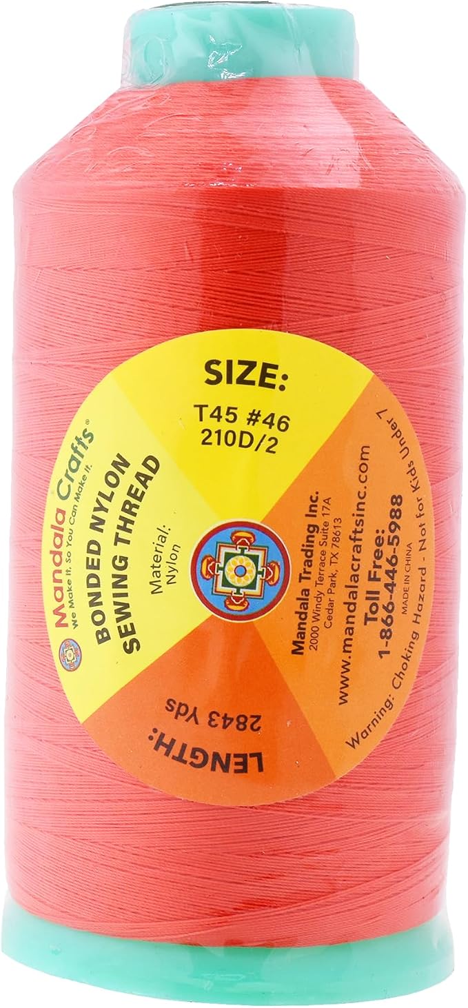Mandala Crafts Bonded Nylon Thread Coral Heavy Duty Sewing Threads - Image 3