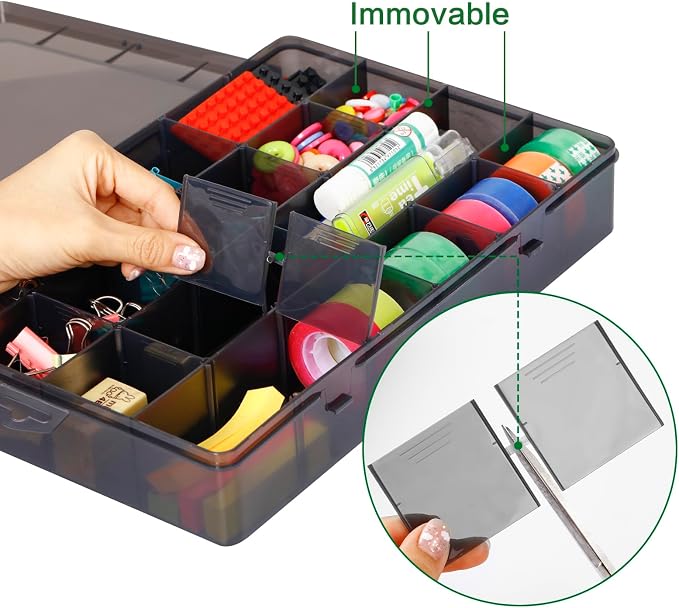 Large 24 Grids Plastic Organizer Box Adjustable Dividers, Art DIY Crafts - Image 7