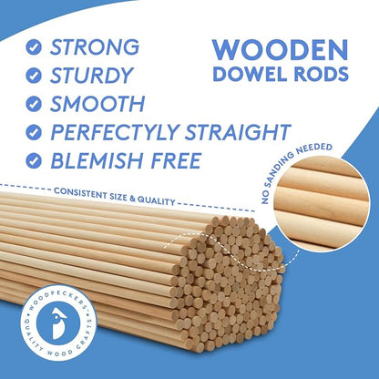 Dowel Rods Wood Sticks Wooden Dowel Rods 3/16 x 24 Inch Unfinished Hardwood - Image 5