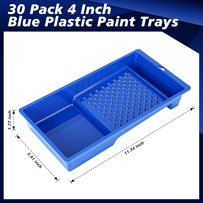 Ripeng 30 Pack 4 Inch Paint Tray Bulk Plastic Paint Roller Tray Small Painting - Image 2