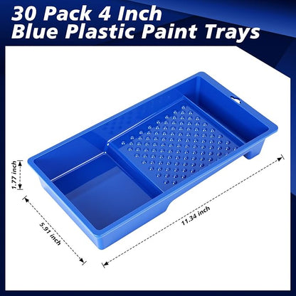 Ripeng 30 Pack 4 Inch Paint Tray Bulk Plastic Paint Roller Tray Small Painting - Image 2
