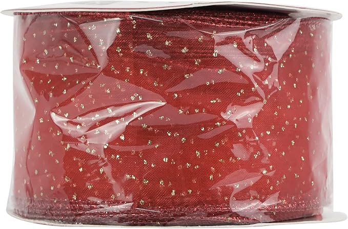 MEEDEE Red Gold Wired Ribbon - Image 9