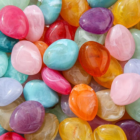 80pcs Acrylic Beads Large Imitation Marble Bead Vintage Colors Beads by CYEENUT