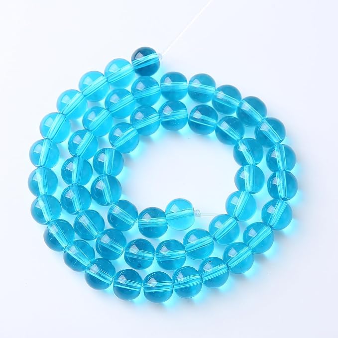 60pcs 6mm Topaz Blue Crystal Glass Beads Round Loose Spacer - Image 5