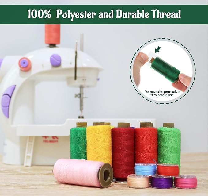ilauke 50Pcs Thread for Sewing, 400 Yards Sewing Thread kit, Prewound Bobbins - Image 4