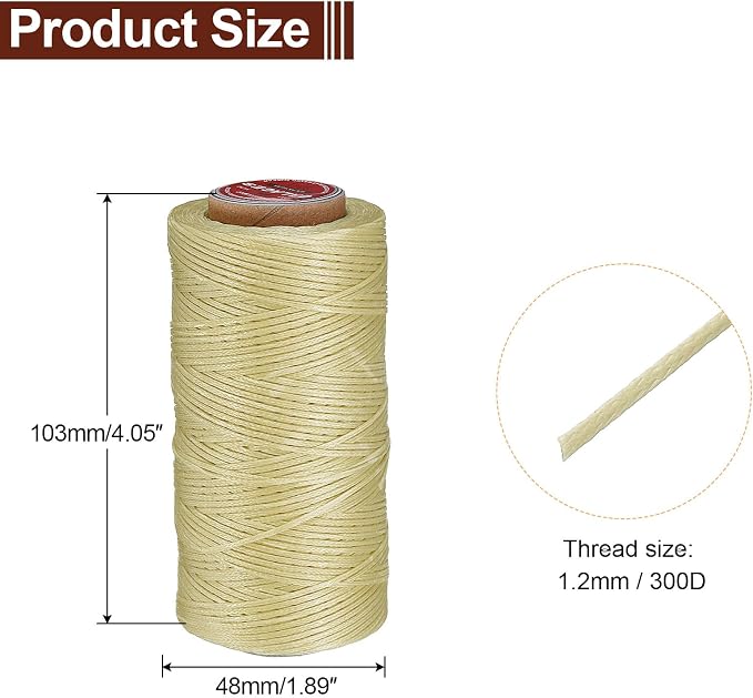 uxcell Flat Leather Sewing Waxed Thread, 140m / 153 Yards Polyester Wax String - Image 2