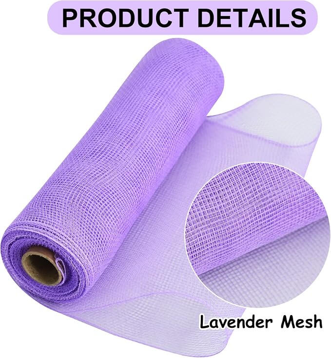 TONIFUL 2 Rolls 10 Inch Lavender Purple Decorative Mesh Ribbbon Rolls, Fabric - Image 3