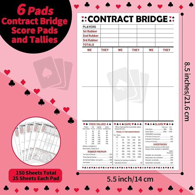 party greeting 150 Sheets Contract Bridge Score Pad and Tallies Contract Bridge - Image 2