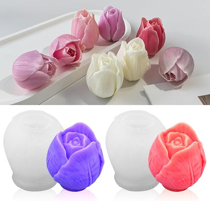 2Pcs Tulip Silicone Candle Flower Wax Mold Silicone by MGLIFEUL
