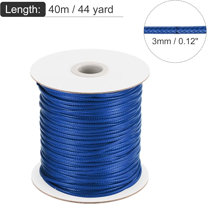 MECCANIXITY Waxed Cord 3mm Waxed Polyester Cord 44 Yard Wax String - Image 2