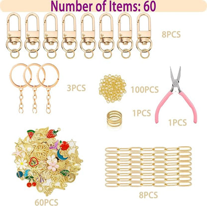 MORWLAT 358 PCS Gold DIY Keychain Making Kit Cute Bag Charm Kit 110 Charms 28 - Image 3