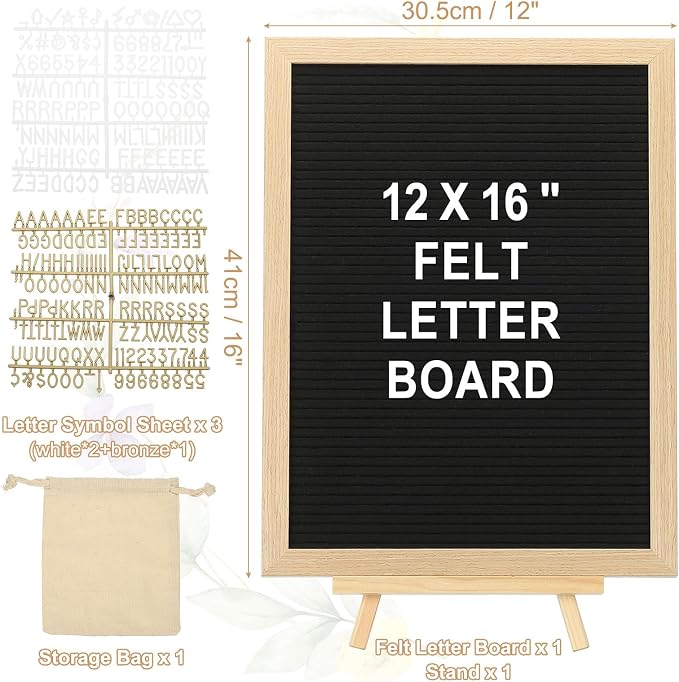 PATIKIL Felt Letter Board, 12x16Inches Black Wooden Changeable Message Board - Image 2