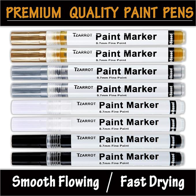 TZARROT White Paint Pen, 8 Pack 0.7mm Acrylic Paint Pens - Image 2